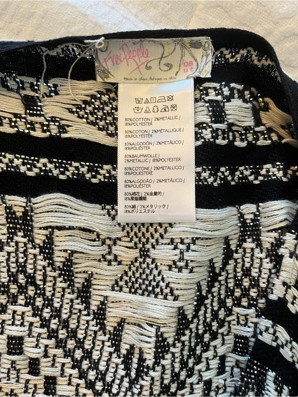 Free People Black and Cream Knit Poncho - Picture 6 of 6